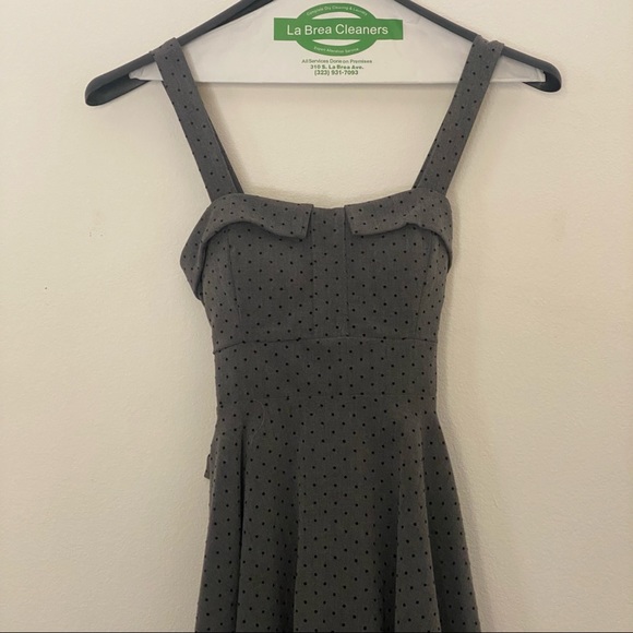 Merry Marilyn Small Polka Dot Dress - Dark Gray w/ Black Polka Dots - Picture 2 of 7